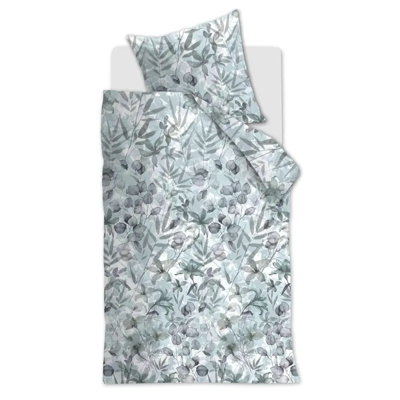 Beddinhouse Mako-Satin Bettwäsche Sombra Blue Grey + 1x 1 , 1 Blau 135x200, 135 x 200 cm Grau