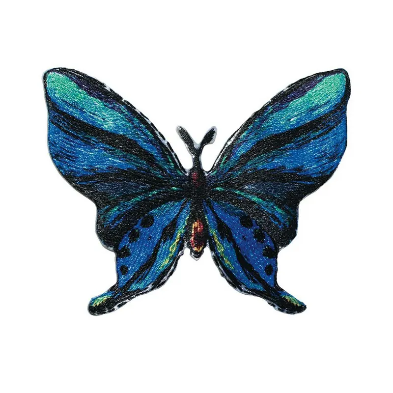 Bestickte Applikation SCHMETTERLING, Schwalbenschwanz, blau-schwarz, Prym