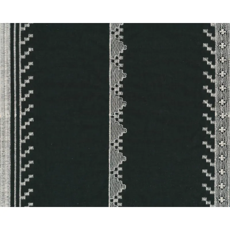 Bestickter Baumwollbatist ETHNO, Muster-Streifen, schwarz, Toptex