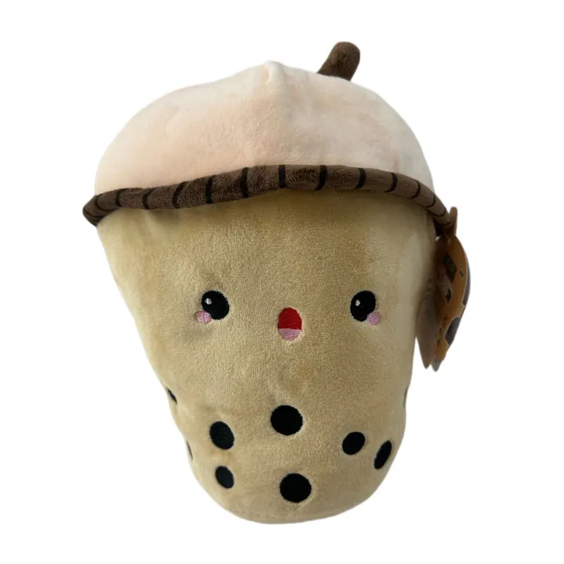 Bubble Tea Plüschtier 26 cm – Boba Kuscheltier Kissen für Kinder beige