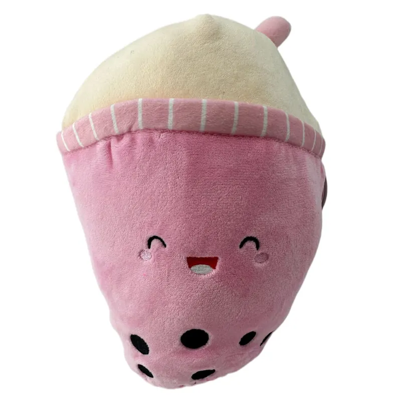 Bubble Tea Plüschtier 26 cm – Boba Kuscheltier Kissen für Kinder rosa