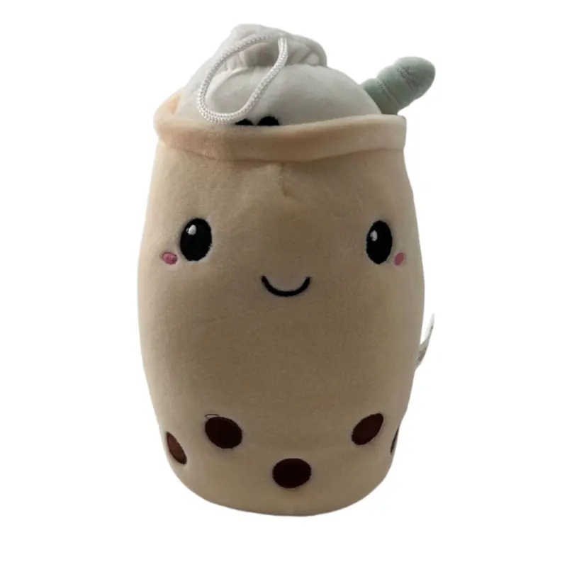 Bubble Tea Plüschtier Boba Kuscheltier Plüschpuppen Weiche Bubble Tea Kuscheltier Tee Weiche Puppe Teetasse Kissen Kinderspielzeug (beige, 30 cm)