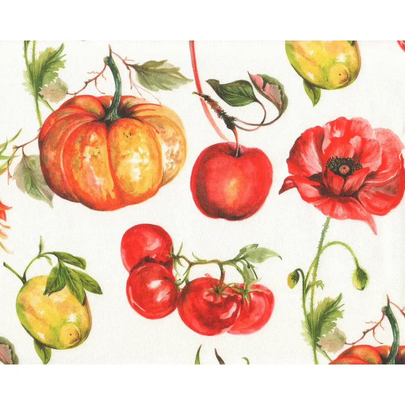 Canvas-Dekostoff CITROUILLE, Kürbis und Mohn