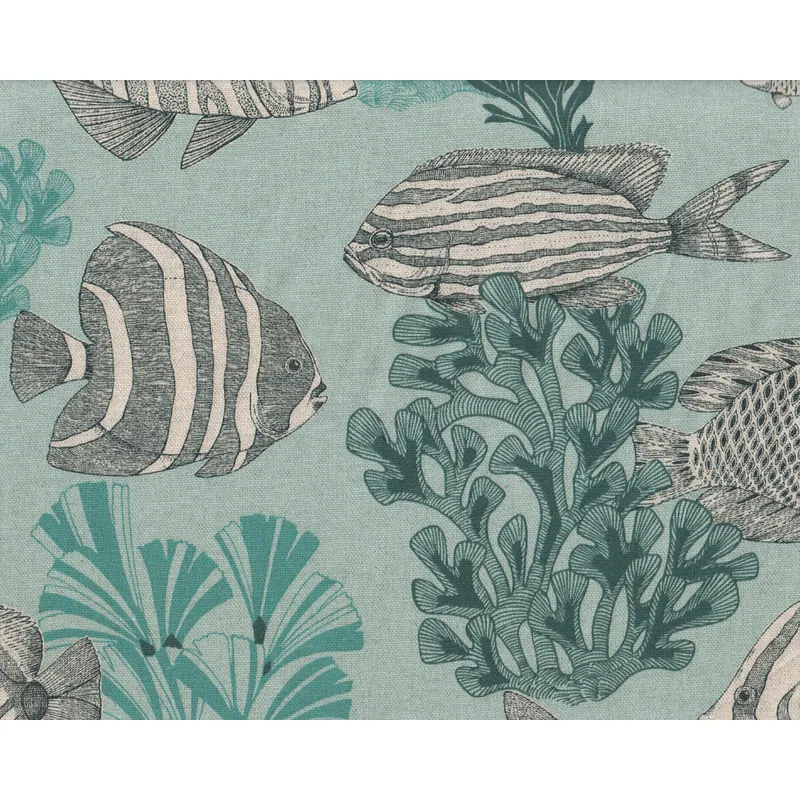 Canvas-Dekostoff MOOREA, Fische, petrol