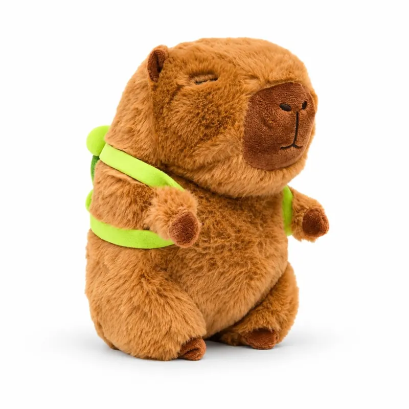 Capybara Kuscheltier braun Figur Plüsch 20 cm Plüsch Capybara mit Schildkröten Rucksack