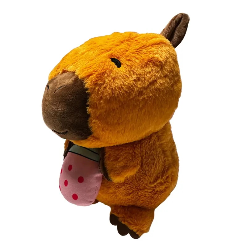 Capybara Kuscheltier braun Figur Plüsch 24 cm Plüsch Capybara Bubble Tea rosa