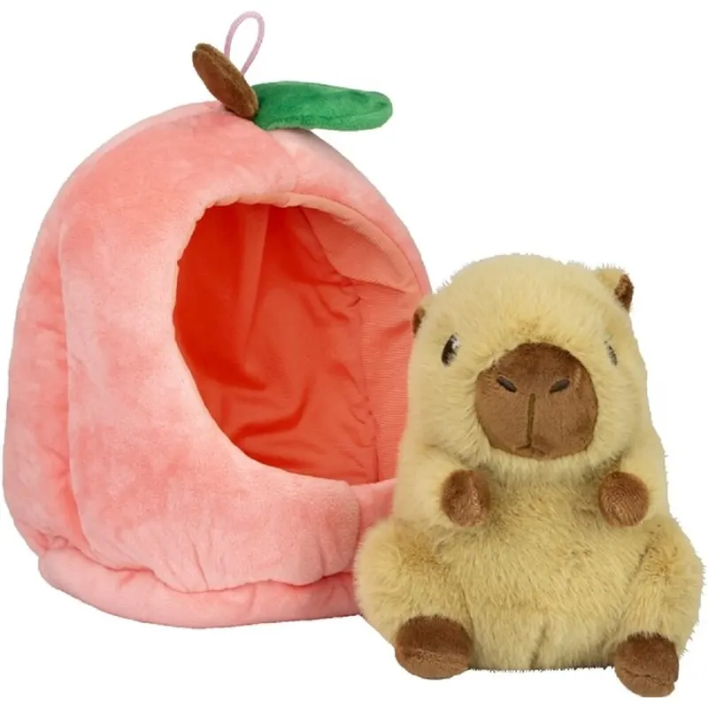 Capybara Plüschtier Kuscheltier 18cm im Früchte-Versteck braun Pfirsich