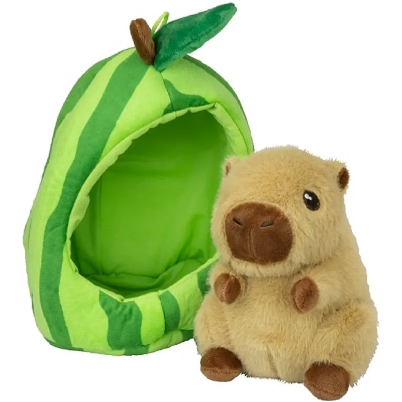Capybara Plüschtier Kuscheltier 18cm im Früchte-Versteck braun Wassermelone