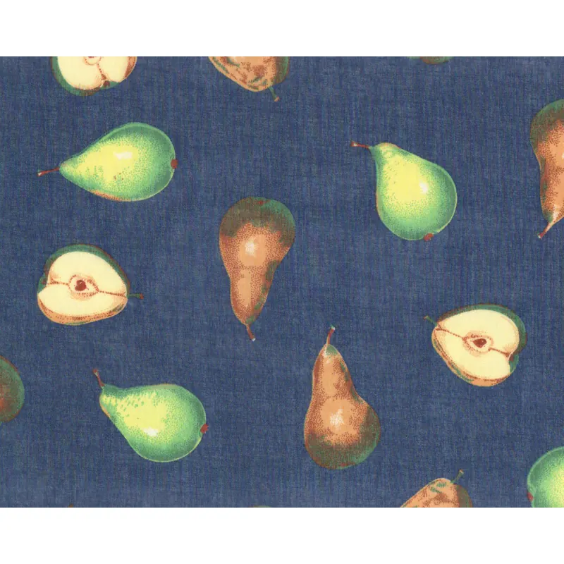 Chiffon-Dekostoff PEAR mit Birnen, blau