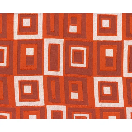 Chiffon mit aufgewebten Glanz-Retroquadraten, orange-weiß