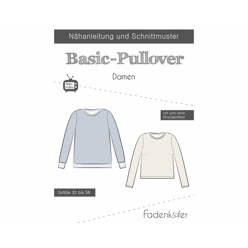 Damen-Schnittmuster BASIC-PULLOVER, fadenkäfer