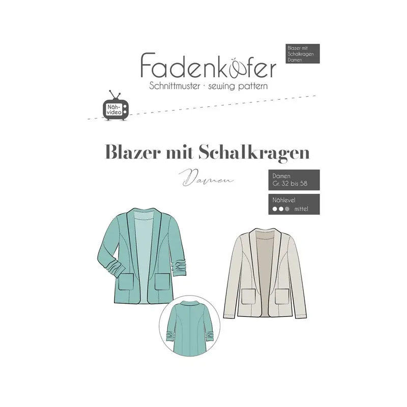 Damen-Schnittmuster Blazer mit Schalkragen, fadenkäfer