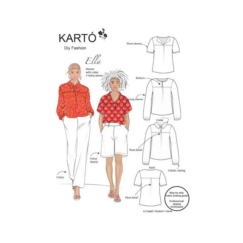 Damen-Schnittmuster Bluse ELLA, Kartó