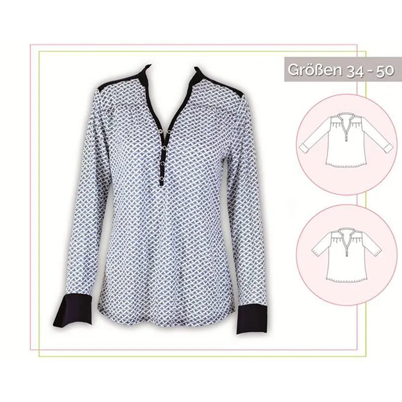 Damen-Schnittmuster Blusenshirt aus Jersey, lillesol women No.5