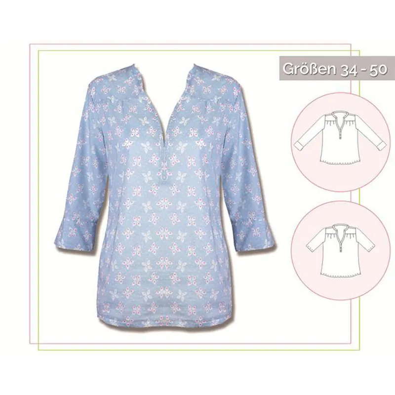 Damen-Schnittmuster Blusenshirt aus Webware, lillesol women No.6