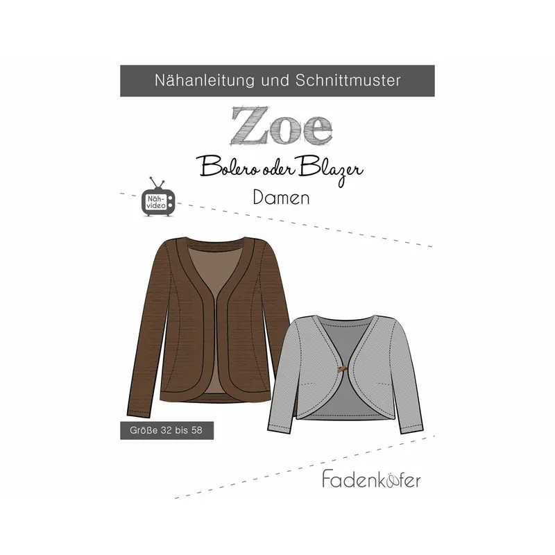 Damen-Schnittmuster Bolero ZOE, fadenkäfer