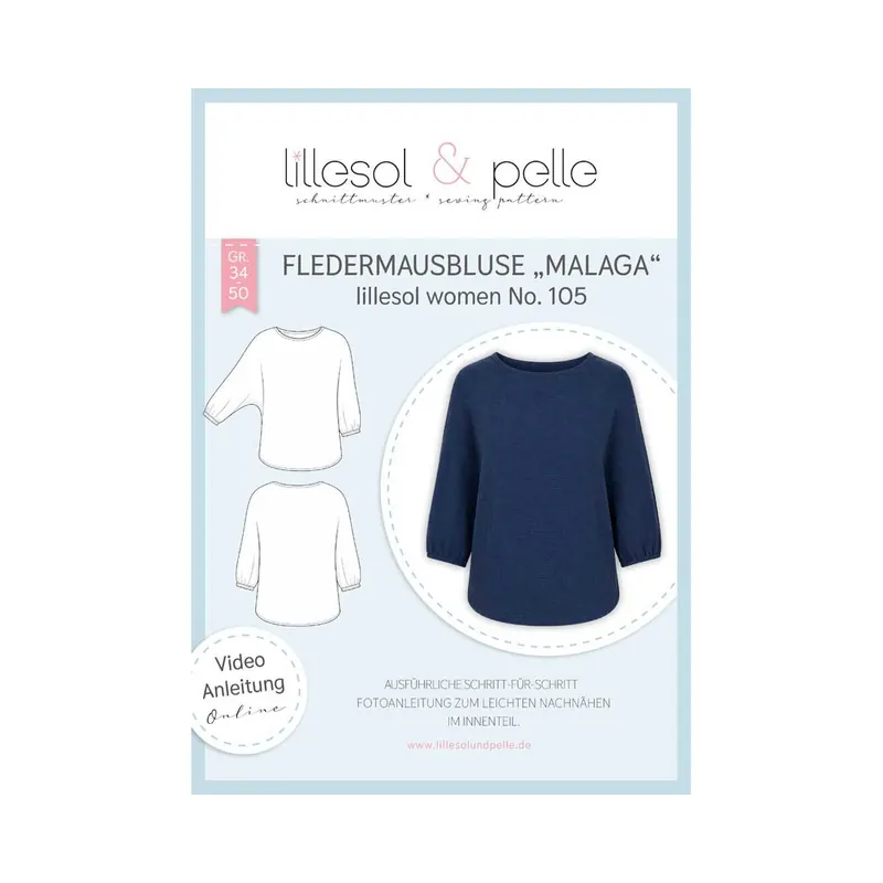 Damen-Schnittmuster Fledermausbluse MALAGA, lillesol women No.105