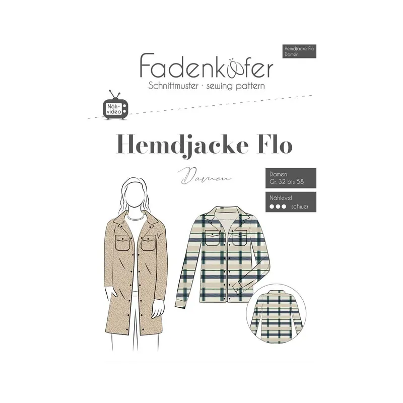 Damen-Schnittmuster Hemdjacke FLO, fadenkäfer