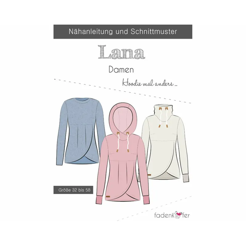 Damen-Schnittmuster Hoodie LANA, fadenkäfer