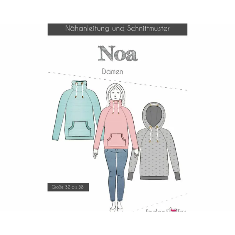 Damen-Schnittmuster Hoodie NOA, fadenkäfer