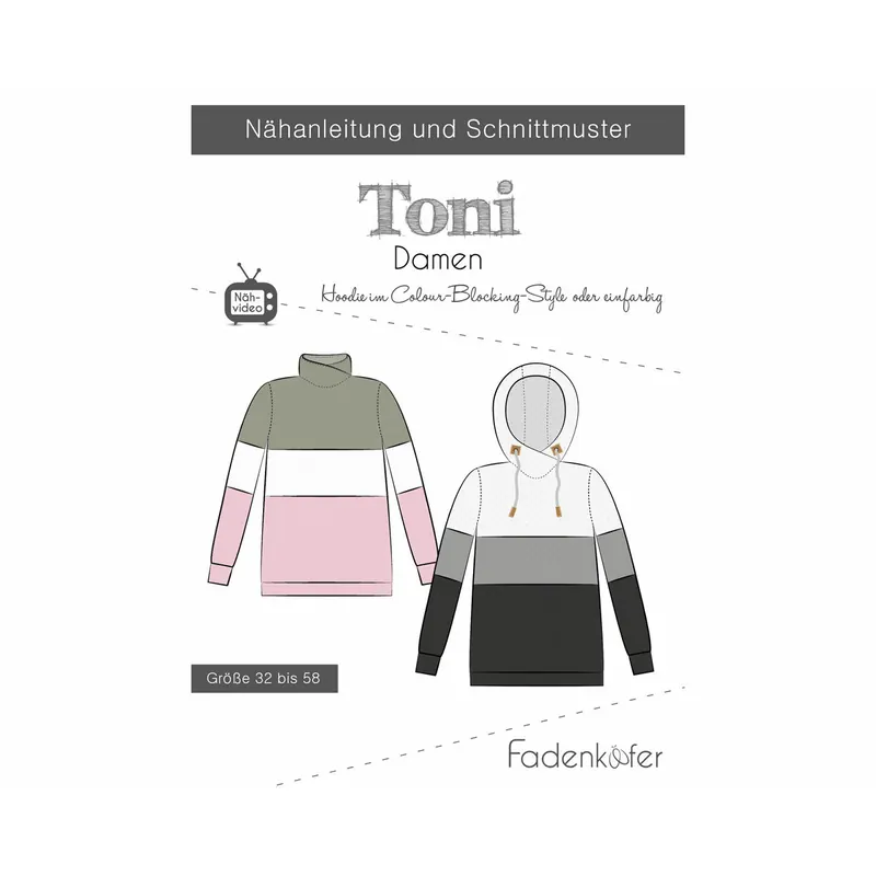 Damen-Schnittmuster Hoodie TONI, fadenkäfer
