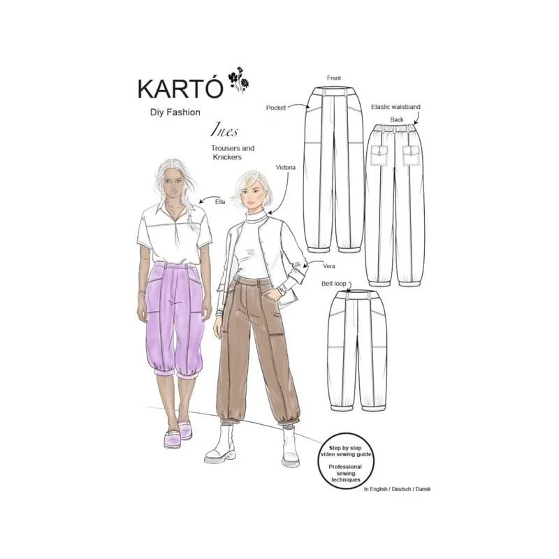 Damen-Schnittmuster Hose INES, Kartó