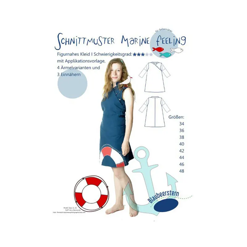 Damen-Schnittmuster Kleid MARINE FEELING, Blaubeerstern