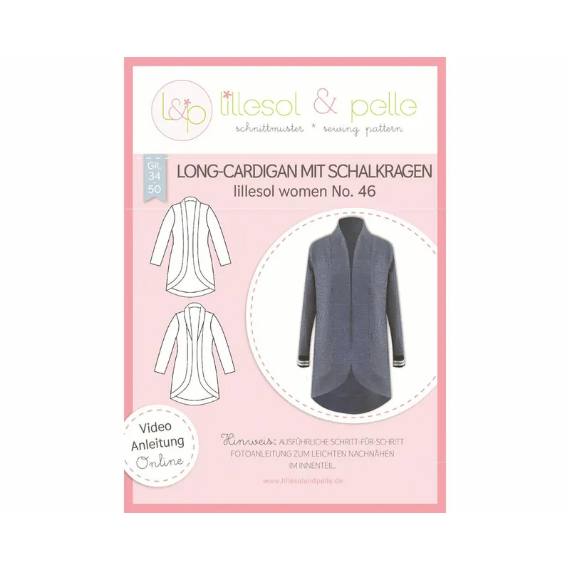 Damen-Schnittmuster Long-Cardigan mit Schalkragen, lillesol women No.46