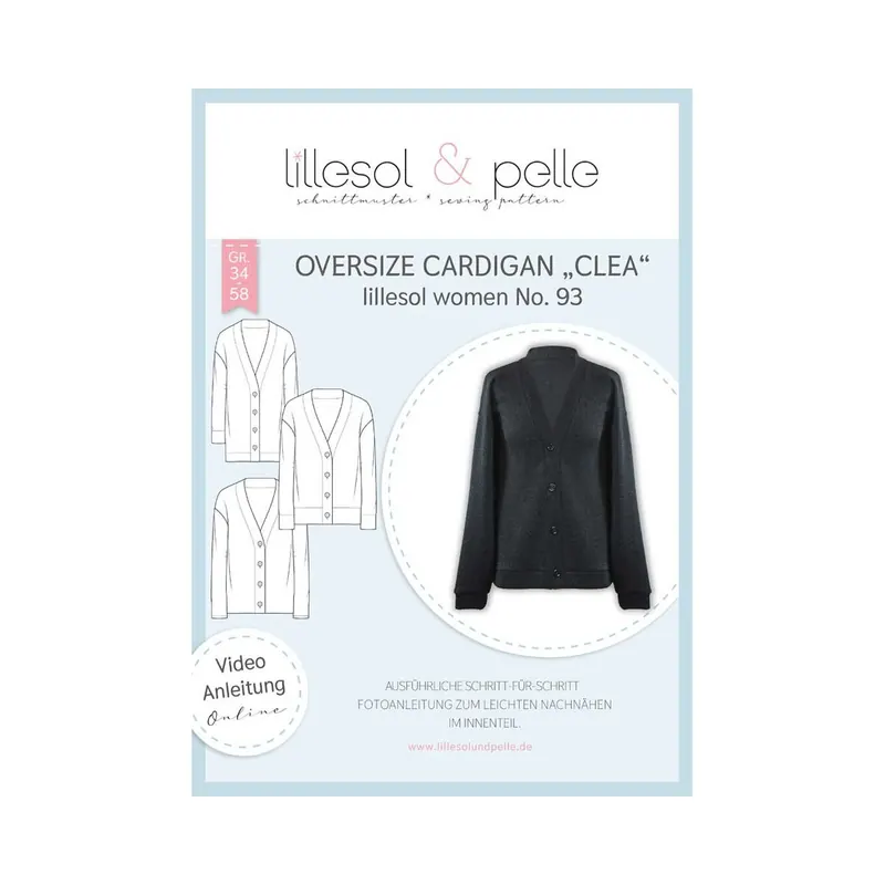 Damen-Schnittmuster Oversize Cardigan CLEA, lillesol women No.93