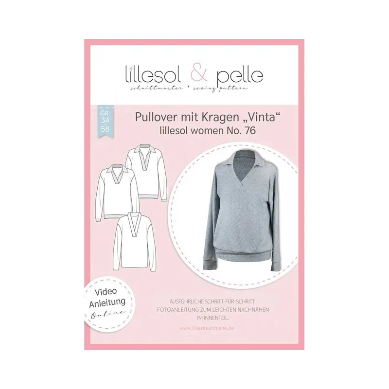 Damen-Schnittmuster Pullover mit Kragen VINTA, lillesol women No.76