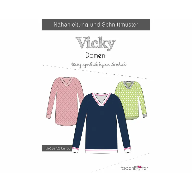 Damen-Schnittmuster Pullover VICKY, fadenkäfer