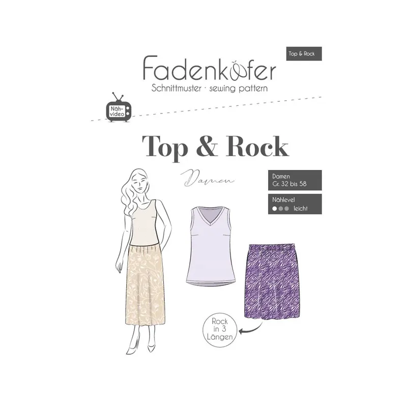 Damen-Schnittmuster Set Top & Rock, fadenkäfer