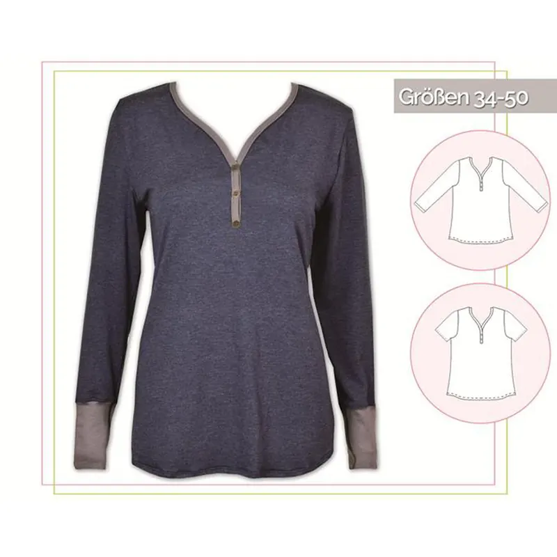 Damen-Schnittmuster Shirt mit Knopfleiste, lillesol women No.14