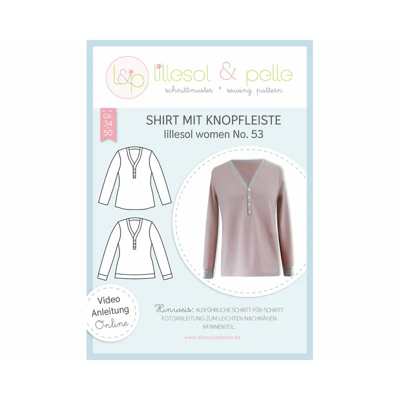 Damen-Schnittmuster Shirt mit Knopfleiste, lillesol women No.53