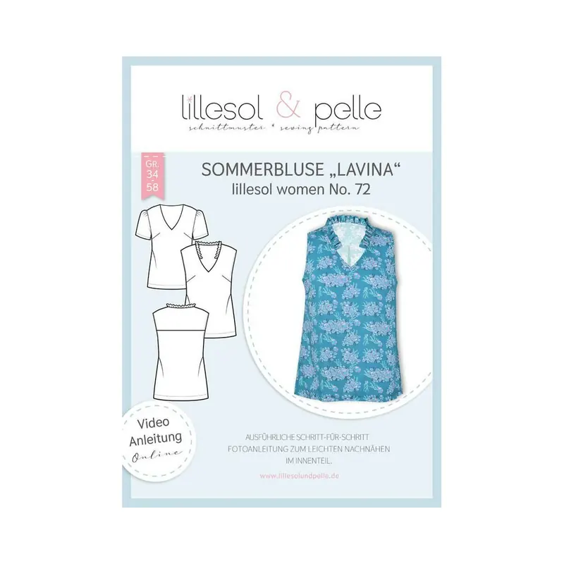 Damen-Schnittmuster Sommerbluse LAVINA, lillesol women No.72