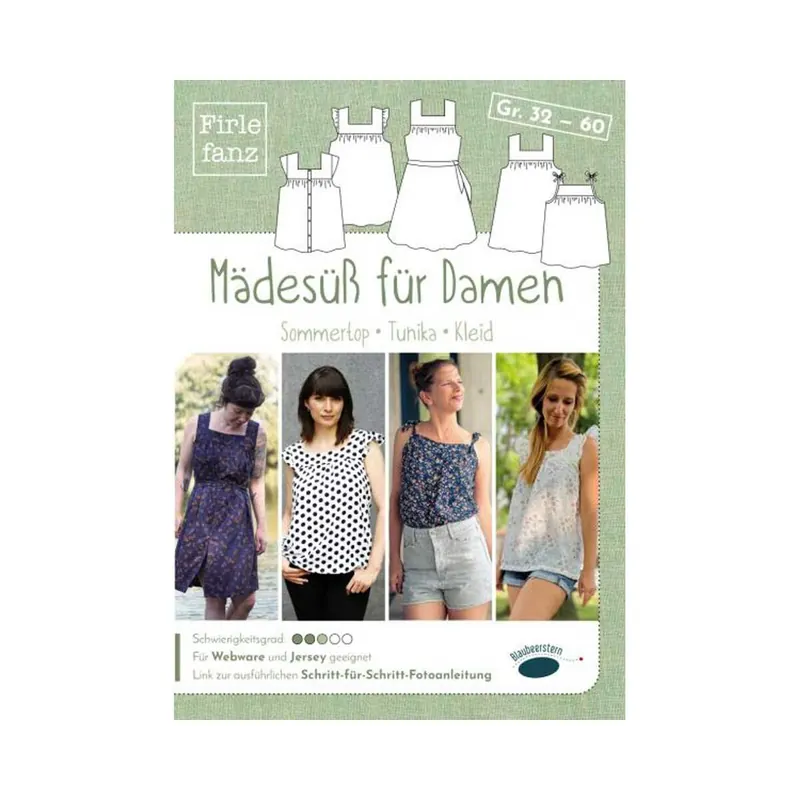Damen-Schnittmuster Sommertop, Tunika und Kleid MÄDESÜSS, Blaubeerstern