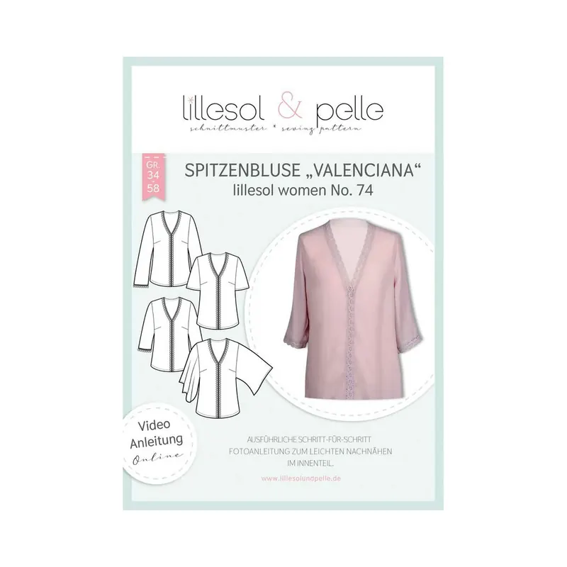 Damen-Schnittmuster Spitzenbluse VALENCIANA, lillesol women No.74