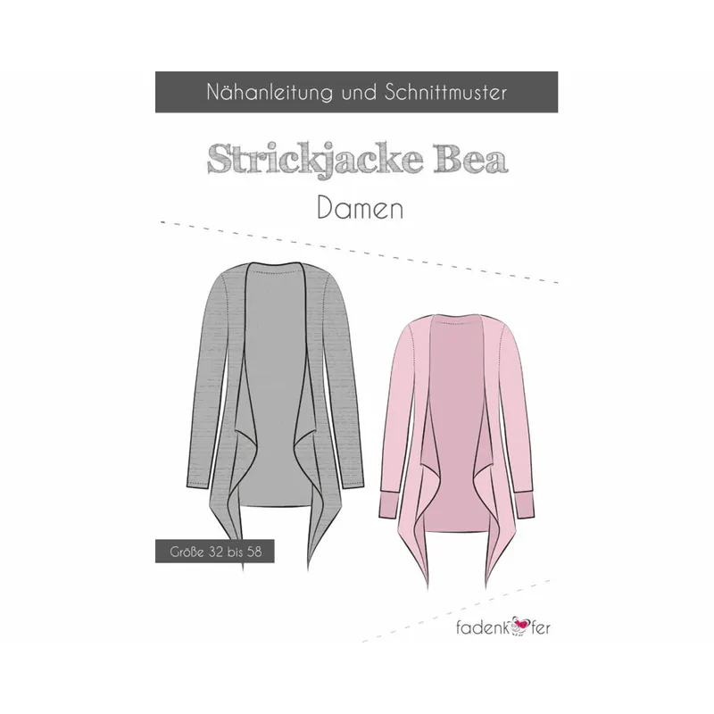 Damen-Schnittmuster Strickjacke BEA, fadenkäfer