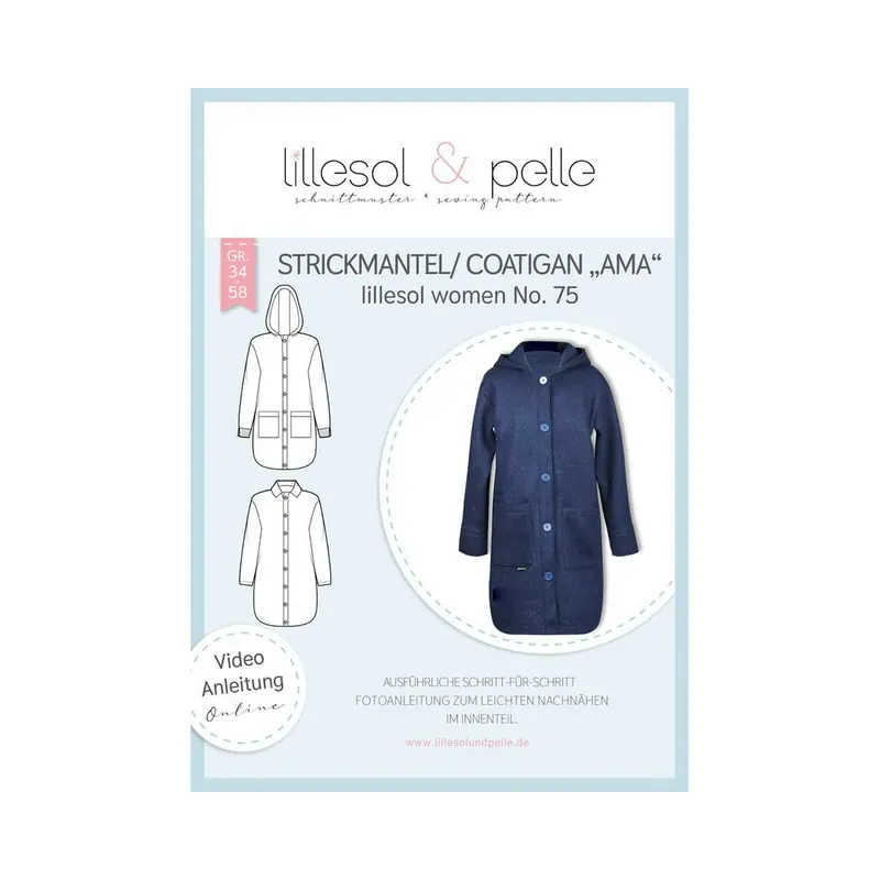 Damen-Schnittmuster Strickmantel Coatigan AMA, lillesol women No.75