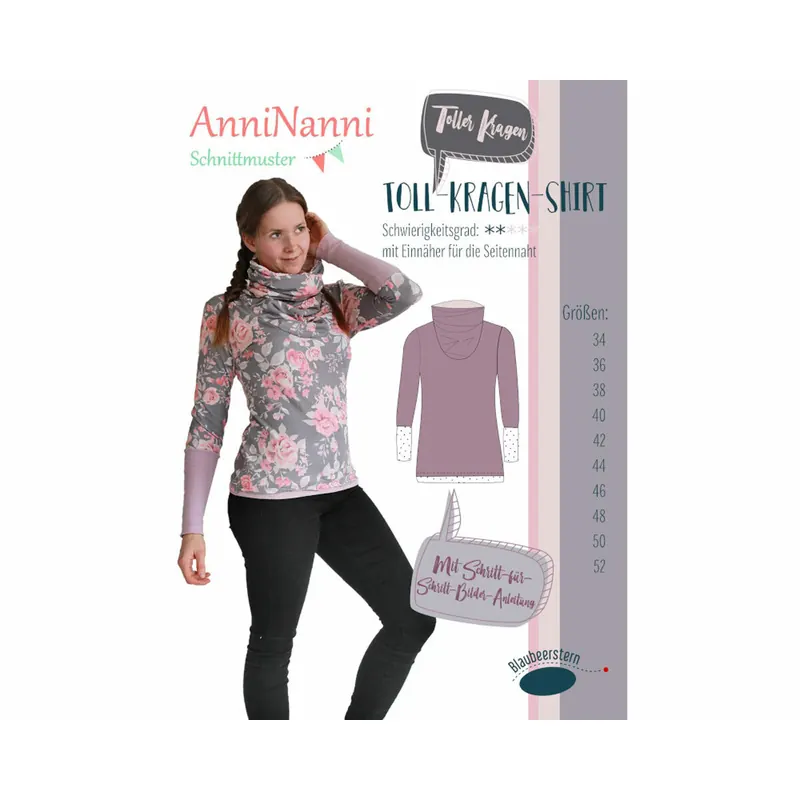 Damen-Schnittmuster TOLL-KRAGEN-SHIRT, Blaubeerstern