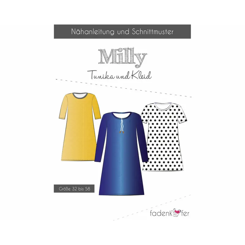 Damen-Schnittmuster Tunika und Kleid MILLY, fadenkäfer
