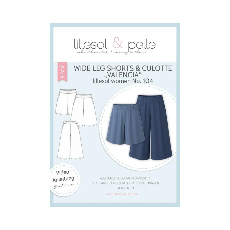 Damen-Schnittmuster Wide Leg Shorts & Culotte VALENCIA, lillesol women No.104