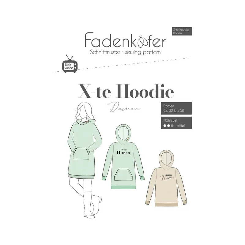Damen-Schnittmuster X-te HOODIE, fadenkäfer