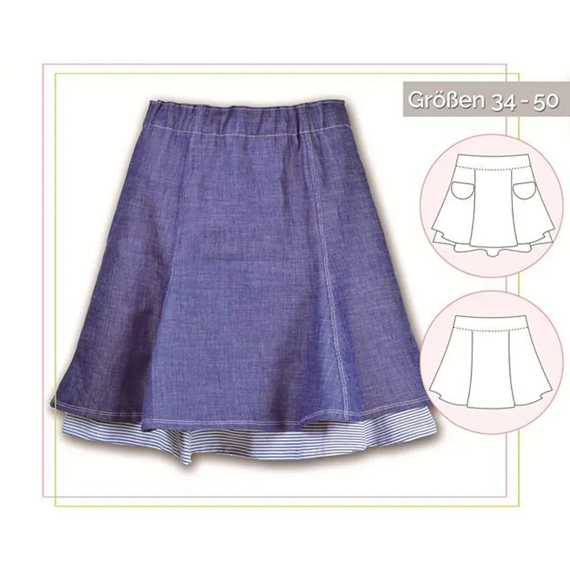 Damen-Schnittmuster Zwei-Lagen-Rock, lillesol women No.9