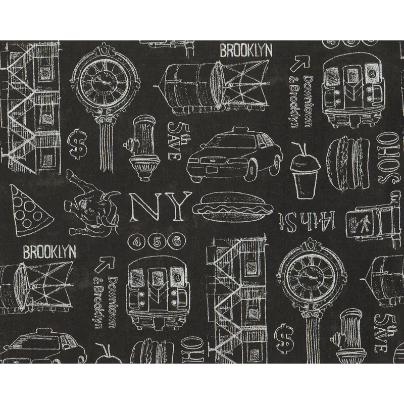 Deko-Baumwollstoff SOHO, New York Signs, schwarz