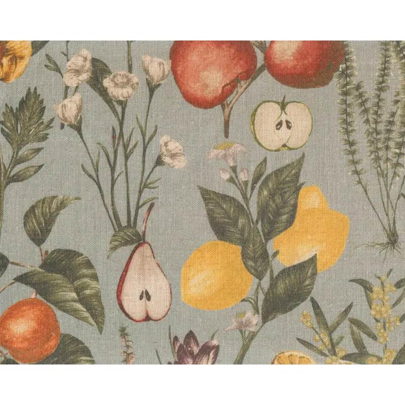 Dekoleinenstoff mit Viskose POMARIUM, Obstgarten, mintgrau, Clarke & Clarke