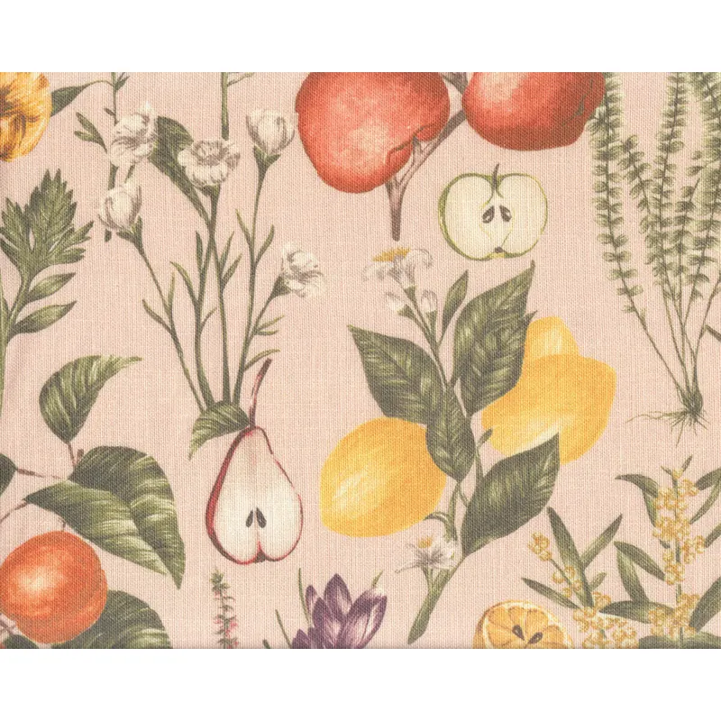 Dekoleinenstoff mit Viskose POMARIUM, Obstgarten, natur dunkel, Clarke & Clarke