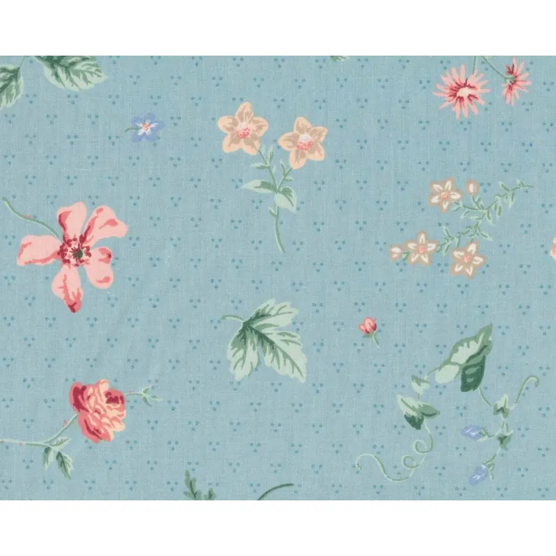 Dekostoff FAIRHAVEN mit Blumen und Punkten, hellblau