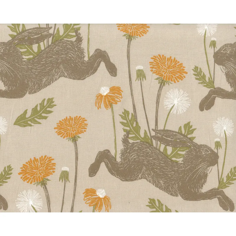 Dekostoff MARCH HARE, Hasen, natur dunkel, Clarke & Clarke