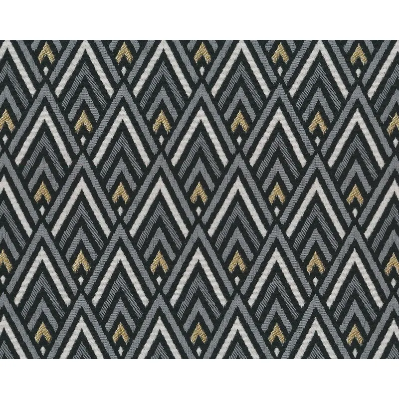 Dekostoff MERLIN, Zacken, gold-schwarz